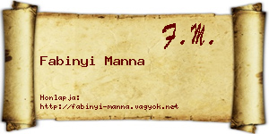 Fabinyi Manna névjegykártya